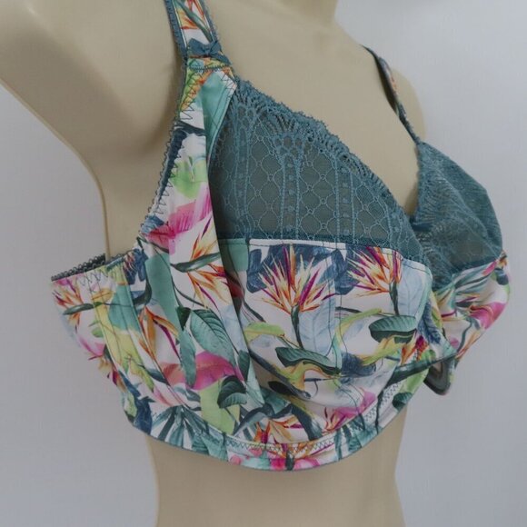 Elomi 36I Bra 4420 Mariella Underwire Banded Bra Tropical Blue Leaf Unlined - Picture 2 of 15